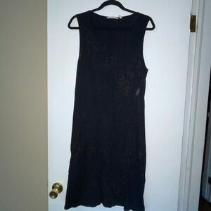 Soft Surroundings Black Embroidered Sleeveless Dress Size‎ Medium